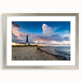 Extra large abstract art print of a textured European scenery in muted earth tones, framed in silver.