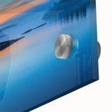 Large abstract wall art on acrylic glass featuring a mid-century modernist design in muted earth tones.