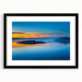 Extra large abstract art print of vibrant, colorful scenery in Finland on a textured canvas, framed in black.