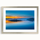 Extra large abstract art print featuring a textured view of a Finnish landscape in cool blue and grey tones.
