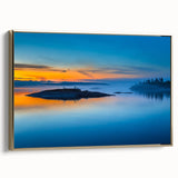 Framed canvas depicting a serene Finnish landscape in muted earth tones, ideal for bedroom wall decor.