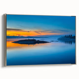 Framed canvas landscape art painting of a serene Finnish scenery in muted earth tones, ideal for living room decor.