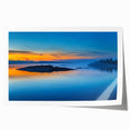 Rolled print of a serene Finnish landscape with muted green and blue tones, ideal for dining room wall art.