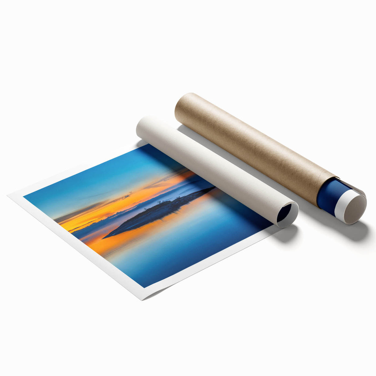 Extra large rolled print of a serene Finnish landscape with lush greenery and a tranquil lake.