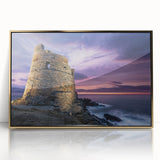 Art deco poster of a Corsican landscape with gold frame, acrylic print, suitable for modern art wall decor.