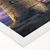 Art deco poster of a scenic Corsican landscape in muted earth tones on rolled canvas, suitable for dining room decor.