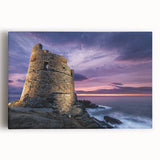 Black and white photograph of Corsican landscape on stretched canvas, ideal for kitchen wall art.
