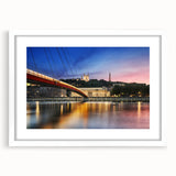 Textured abstract art print of Lyon scenery in muted earth tones on a white-framed mat, ideal for bedroom art.