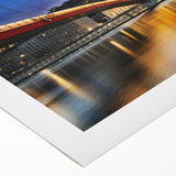 Art deco poster of Lyon with muted blue and peach tones on rolled canvas, suitable for dining room wall art.