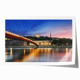 Rolled print of a Lyon, France street scene in soft pastel shades, ideal for art wall dining room.