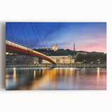 Black and white stretched canvas of Lyon, France cityscape, ideal for kitchen wall art or bedroom ambiance.