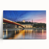 Large black and white print of Lyon cityscape on stretched canvas, ideal for kitchen wall art.