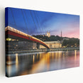 Large canvas print of Lyon, France skyline in muted earth tones, suitable for kitchen wall art.
