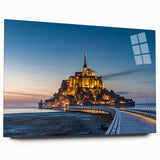 Large abstract wall art of a scenic French landscape in muted earth tones on acrylic glass.