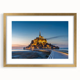 Abstract art print of a French scenery in muted earth tones, framed in gold, suitable for bedroom or dining room decor.