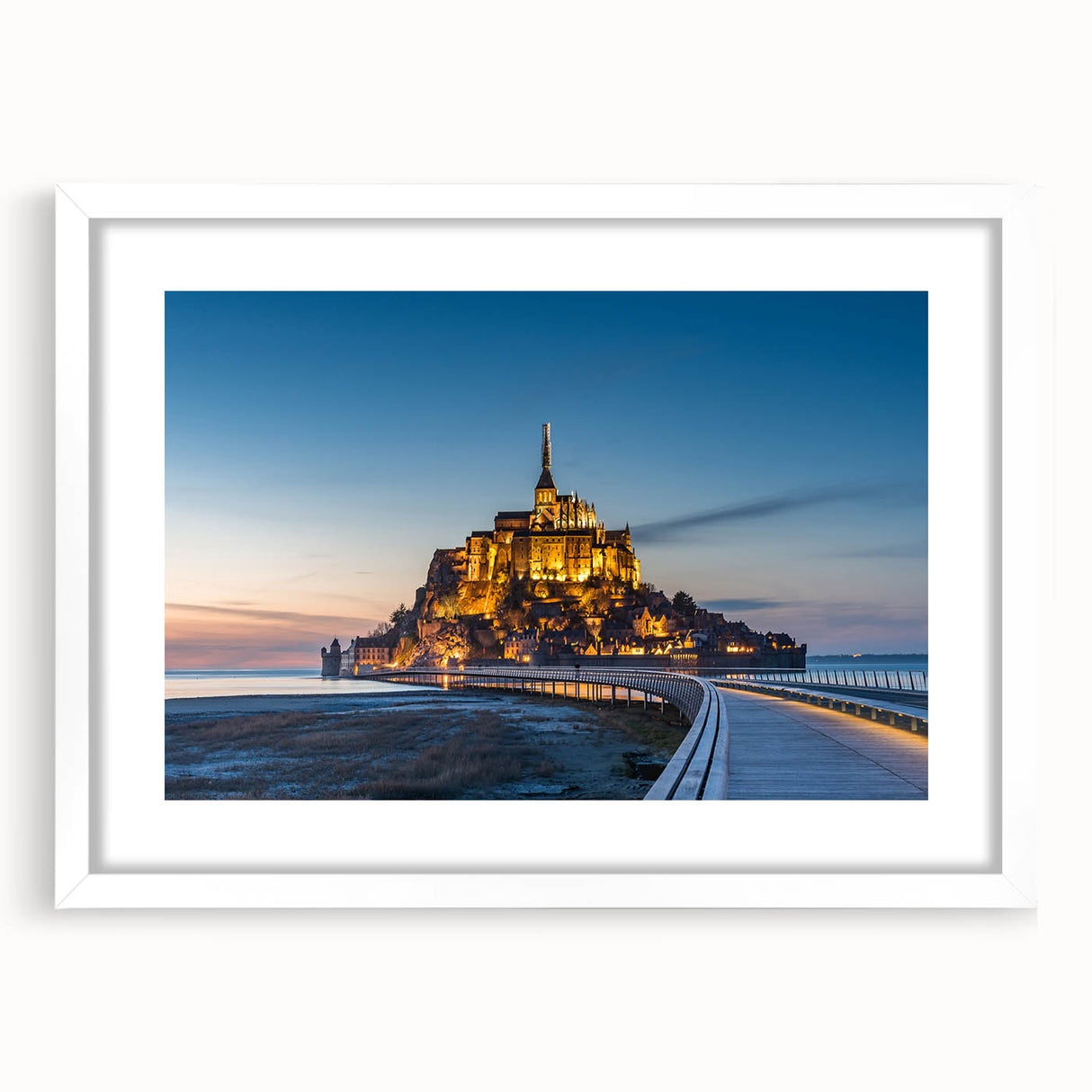 Textured art print of an abstract European landscape in muted earth tones, framed with a white mat.