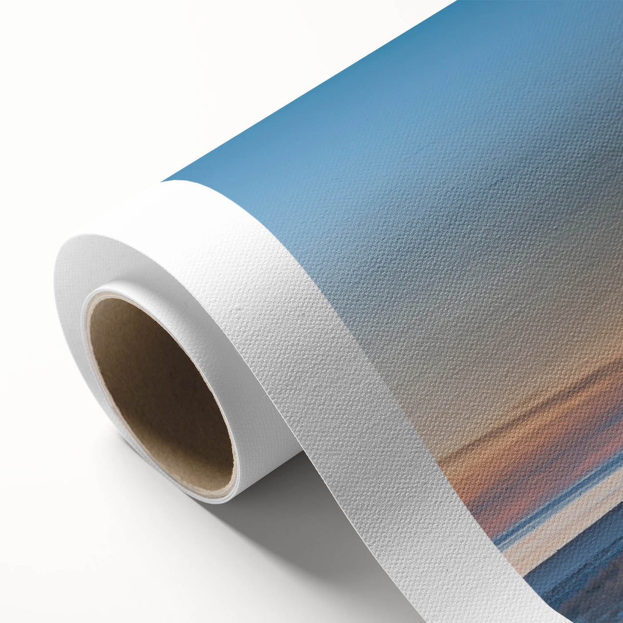 Art deco poster of a scenic French landscape on rolled canvas, using pastel shades, ideal for nursery wall art.