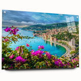 Acrylic print of a large abstract depiction of Nice, France in muted earth tones, suitable for bedroom or dining room decor.