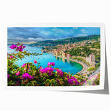 Extra large rolled print of Nice, France scenery in muted earth tones.