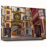 Large abstract wall art of Normandy scenery in muted green and blue tones on acrylic glass.