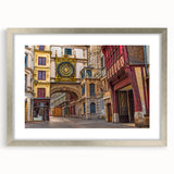 Extra large abstract art print of Normandy scenery in textured silver frame, ideal for living room decor.