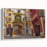Vintage poster art of Normandy scenery on framed canvas, featuring colorful tones, ideal for living room decor.