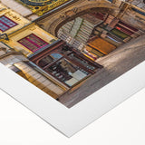 Art deco poster of Normandy scenery on rolled canvas, featuring muted earth tones, ideal for dining room wall art.