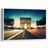Vintage poster art of a Parisian street scene in colorful tones, printed on extra large framed canvas.