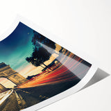 Extra large wall art featuring line art flowers in soft pastel shades on a rolled print.