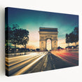 Paris street scene on large stretched canvas with subdued earth tones, suited for kitchen wall art.