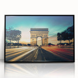 Large abstract wall art depicting a Parisian scene in muted gray tones, framed acrylic, ideal for modern living room decor.