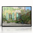 Large abstract wall art depicting a Provence, France scenery in muted earth tones on a black framed acrylic print.