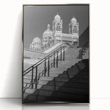 Large art print of a scenic South France landscape in muted earth tones on a silver-framed acrylic.