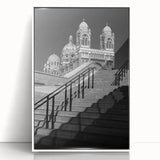 Mid-century modernist art depicting a serene French landscape in soft pastel shades, framed acrylic.