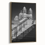 Framed canvas wall art depicting a vintage-style landscape of southern France in muted earth tones, ideal for bedroom decor.