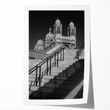 Extra large rolled print of a French countryside scene with vibrant floral elements on a muted background.