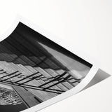 Extra large wall art featuring line art flowers in soft pastel shades on a rolled print.