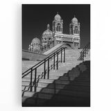 Black and white canvas print of a serene French landscape, suitable as large kitchen wall art.