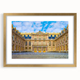 Abstract art print of Versailles featuring soft pastel shades on a framed canvas, ideal for dining room decor.