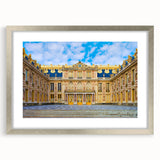 Extra large abstract art print of Versailles scenery in textured silver frame, ideal for living room decor.