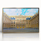 Art deco poster of the Versailles scenery in gold and blue tones, acrylic framed, suitable for modern art wall decor.