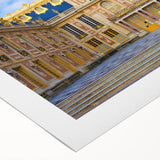 Art deco poster of Versailles scenery in pastel tones on rolled canvas, suitable for dining room wall art.