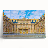 Black and white photograph of Versailles gardens on stretched canvas, ideal for kitchen wall art.