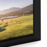 Extra large framed canvas depicting a textured, colorful Bavarian landscape, ideal for living room decor.