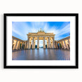 Extra large abstract art print of a colorful Berlin cityscape, textured on a framed black mat, ideal for living room decor.