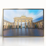 Art deco poster of Berlin skyline in muted gold and gray tones on acrylic, ideal for modern art wall decor.