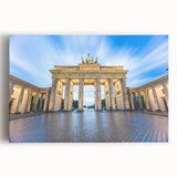 Black and white photograph of Berlin skyline on stretched canvas, ideal for kitchen wall art.