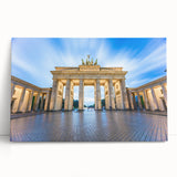 Black and white large art print of Berlin scenery on stretched canvas, suitable for kitchen wall art.