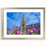 Extra large wall art featuring an abstract textured print of Munich scenery in muted earth tones on a framed canvas.
