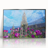 Framed acrylic print of Munich scenery in muted earth tones, ideal for modern art wall decor.